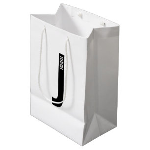 Sac Cadeau Moyen Monogramme et nom personnalisés modernes