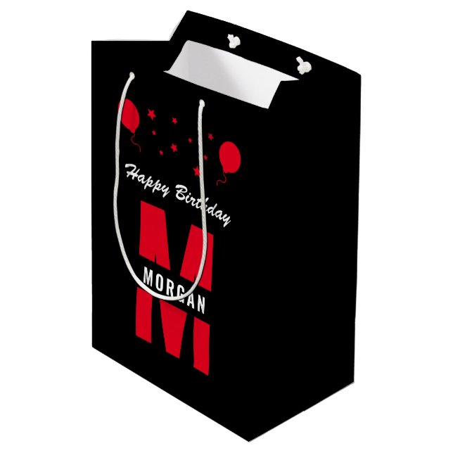 Sac Cadeau Moyen Monogramme Joyeux Anniversaire N'Importe Quel Âge  (Dos Angle)