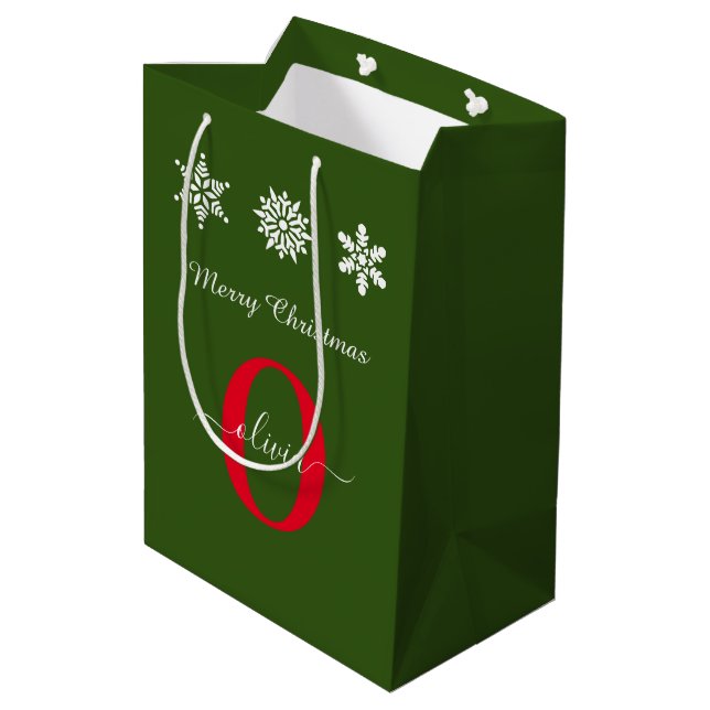 Sac Cadeau Moyen Monogramme Joyeux Noël Rouge Blanc Vert (Dos Angle)