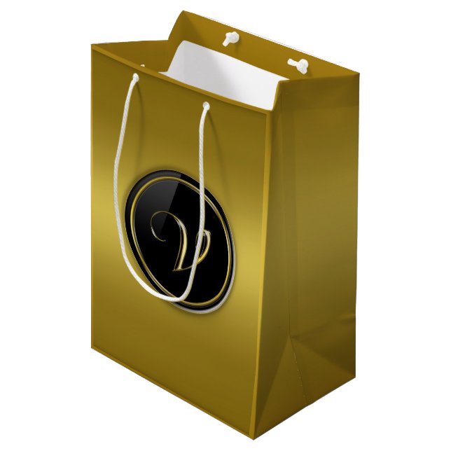 Sac Cadeau Moyen Monogramme "Lettre V" (Devant Angle)