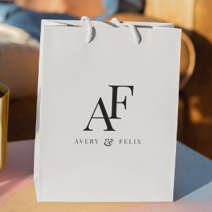 Sac Cadeau Moyen Monogramme mariage Élégant Simple Minimaliste