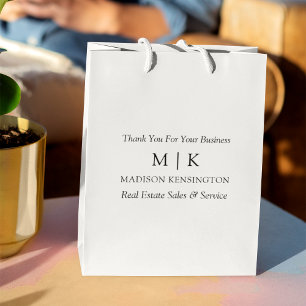 Sac Cadeau Moyen Monogramme minimaliste ou ajouter un logo