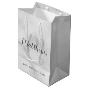 Sac Cadeau Moyen Monogramme personnalisé et marbre de nom de famil