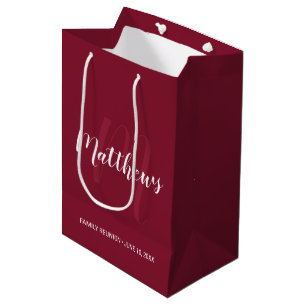 Sac Cadeau Moyen Monogramme personnalisé et nom de famille Bourgogn