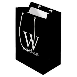 Sac Cadeau Moyen Monogramme personnalisé et nom noir