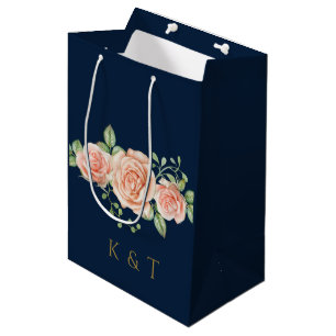 Sac Cadeau Moyen Monogramme personnalisé rose pâle Moyenne Gif