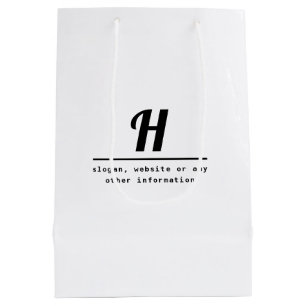 Sac Cadeau Moyen Monogramme rétro-moderne et informations professio