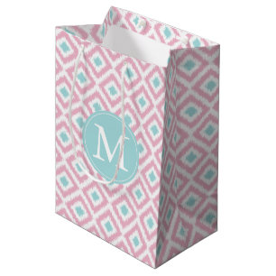 Sac Cadeau Moyen Monogramme rose et diamants de la menthe Motif Ika