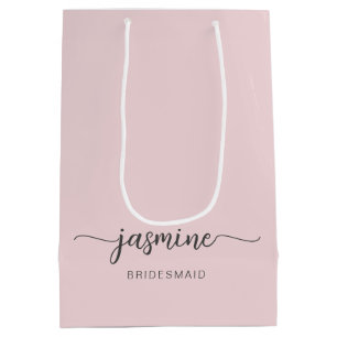 Sac Cadeau Moyen Monogramme rose simple minimaliste