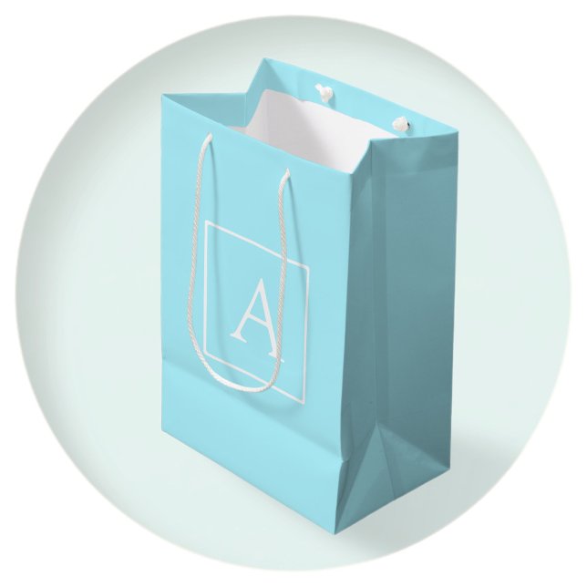 Sac Cadeau Moyen Monogramme simple bleu ciel (Créateur téléchargé)