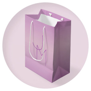 Sac Cadeau Moyen Monogramme superposé unique Rose lavande doux