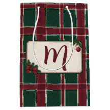 Monogramme Tartan Bourgogne Vert de Noël Héritage