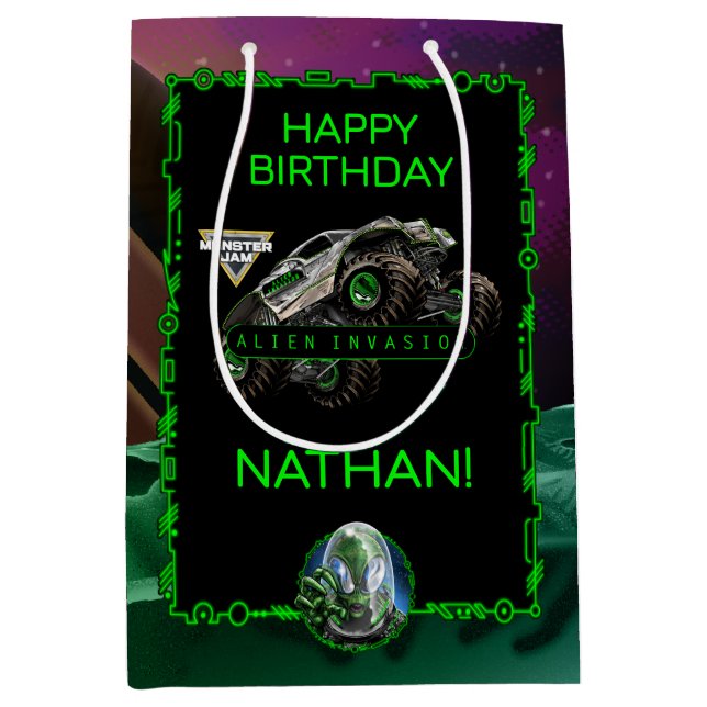 Sac Cadeau Moyen Monster Jam - Anniversaire Invasion Alien (Devant)
