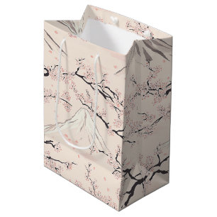 Sac Cadeau Moyen Mont Fuji avec fleurs de cerisier – Japonais