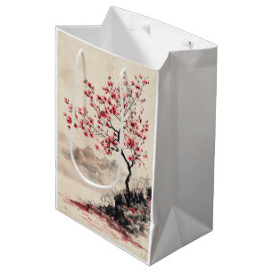 Sac Cadeau Moyen Montagne Sérénité Sakura Cramoisi (1)