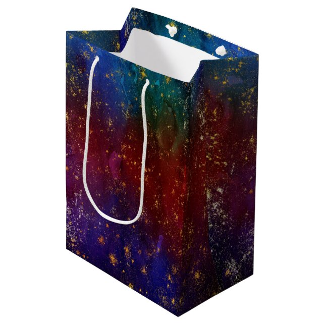 Sac Cadeau Moyen Moody Ombre | Psychédélique Grunge Gold Stardust M (Devant Angle)