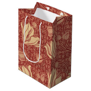 Sac Cadeau Moyen Morris Inspiré Lily Flower Botanique Rouge Textile