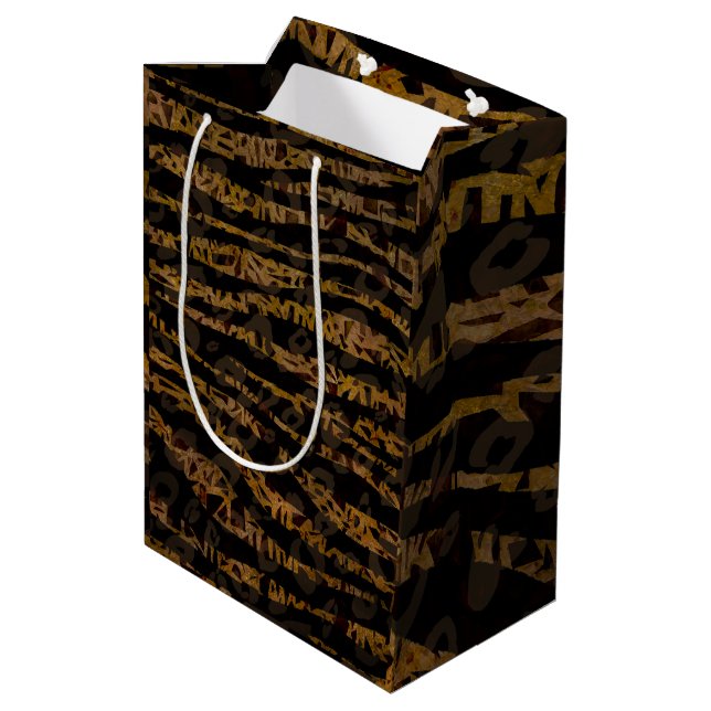 Sac Cadeau Moyen Mosaic Chic Elegant Safari Glam Jungle Imprimer (Dos Angle)