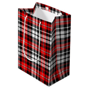 Sac Cadeau Moyen Motif à carreaux tartan rouge noir blanc Design