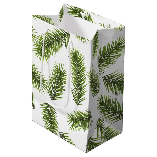 Sac Cadeau Moyen Motif à feuillage persistant (Devant Angle)