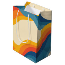 Motif à rayures ondulées orange et bleu rétro abst