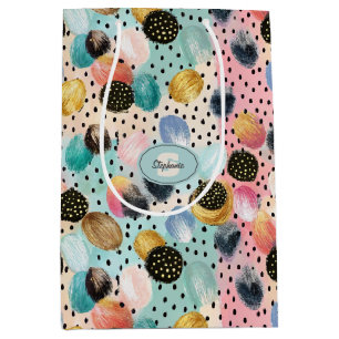 Sac Cadeau Moyen Motif Abstrait brosse et Pointe Polka