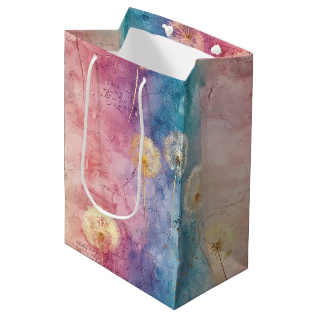 Sac Cadeau Moyen Motif abstrait de pissenlit vintage (3) (Devant Angle)