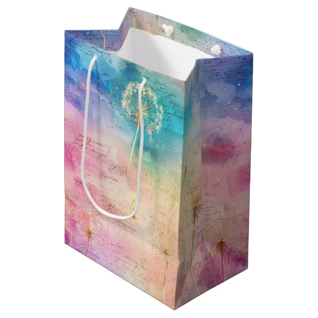 Sac Cadeau Moyen Motif Abstrait de Pissenlit Vintage (7) (Devant Angle)