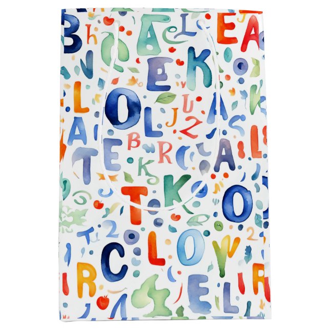Sac Cadeau Moyen Motif Alphabet  (Devant)