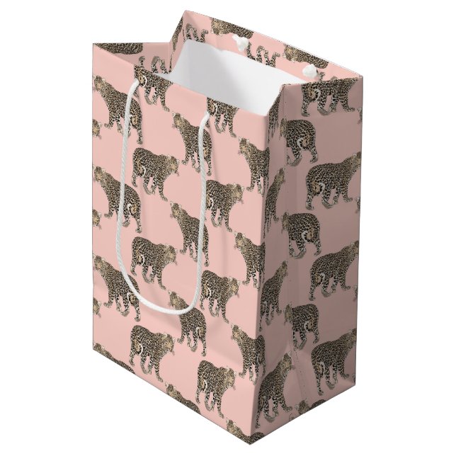 Sac Cadeau Moyen Motif animal chic et branché Leopard (Devant Angle)