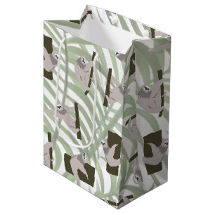 Sac Cadeau Moyen Motif animal mignon Sloth en forêt sauvage