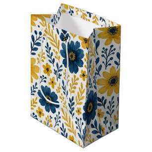 Sac Cadeau Moyen Motif artistique floral méditerranéen ethnique chi