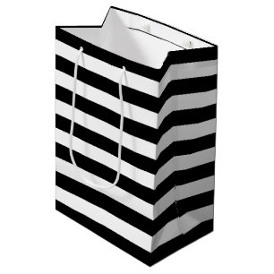 Sac Cadeau Moyen Motif Black White Stripes {choisissez votre couleu