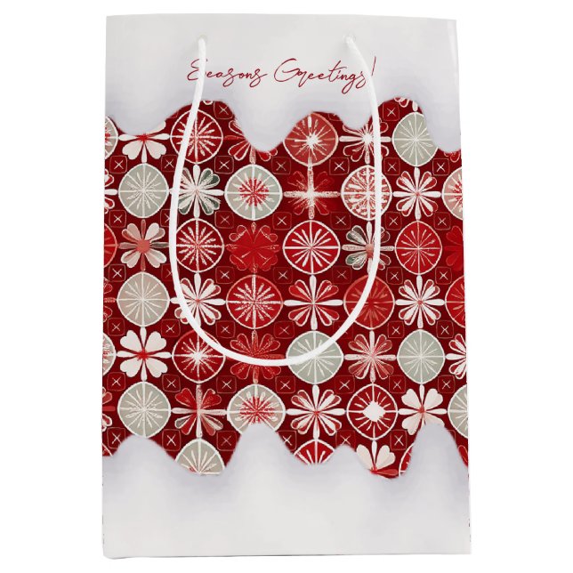 Sac Cadeau Moyen Motif blanc rouge Noël #13 ID1009 (Devant)