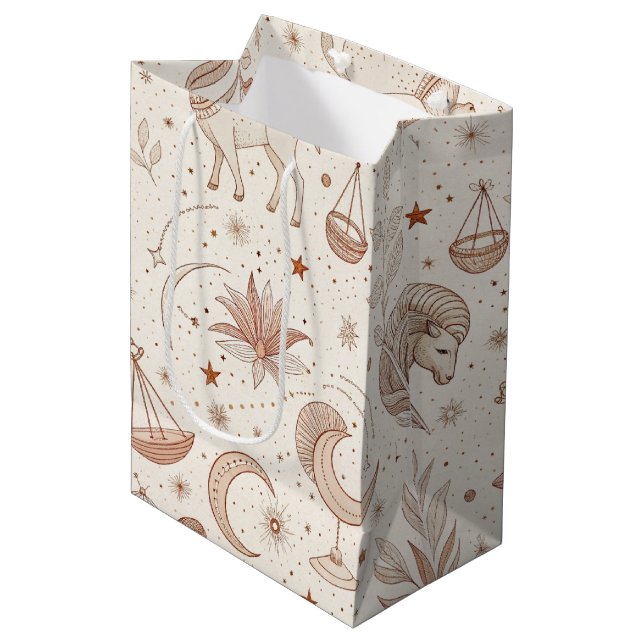 Sac Cadeau Moyen Motif botanique céleste (1) (Devant Angle)
