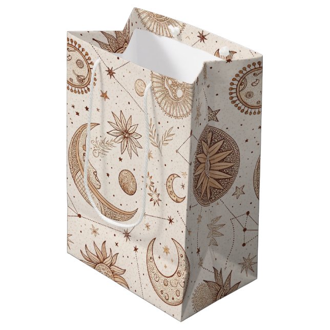 Sac Cadeau Moyen Motif botanique céleste (2) (Devant Angle)