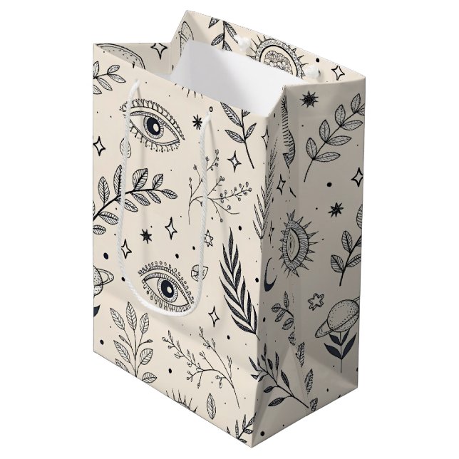 Sac Cadeau Moyen Motif botanique céleste (5) (Devant Angle)