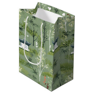 Sac Cadeau Moyen Motif botanique de la forêt de bambou Zen (1)