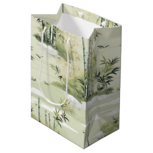 Sac Cadeau Moyen Motif botanique de la forêt de bambou Zen (2)