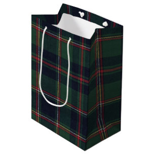 Sac Cadeau Moyen Motif carreaux bleu foncé rouge vert classique