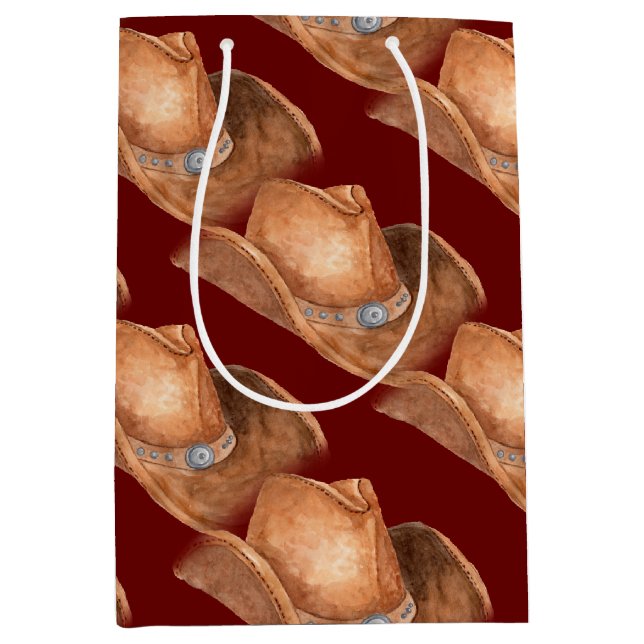 Sac Cadeau Moyen Motif Casquette Western Cowboy (Devant)