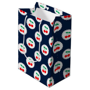 Sac Cadeau Moyen Motif Cerise – Cadeau & Décoration Rétro aux Fruit