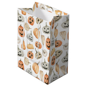 Sac Cadeau Moyen Motif Citrouille d'aquarelle amusant