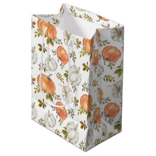 Sac Cadeau Moyen Motif Citrouille d'aquarelle d'automne