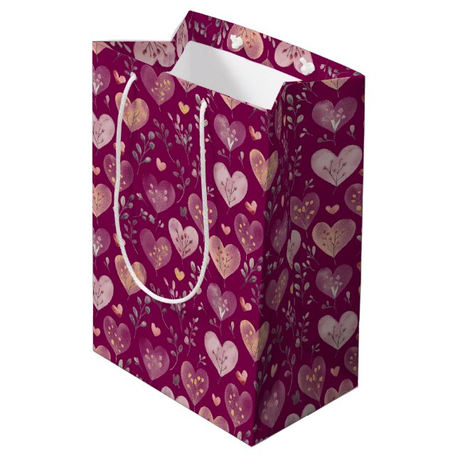Sac Cadeau Moyen motif coeurs 2 (Dos Angle)