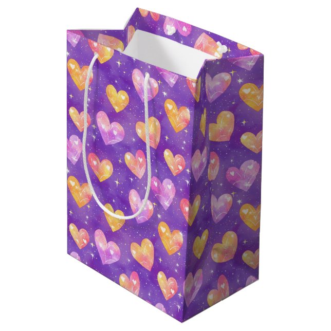 Sac Cadeau Moyen motif coeurs 3 (Dos Angle)