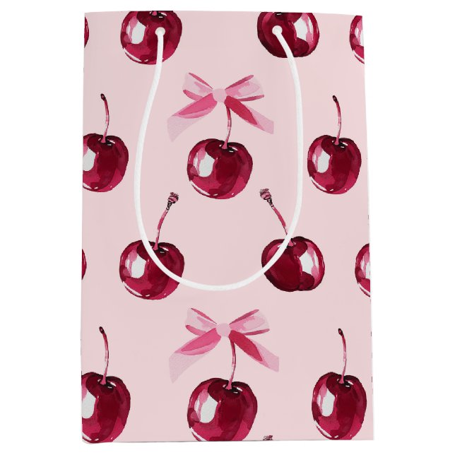 Sac Cadeau Moyen Motif Coquette Cherries (Devant)