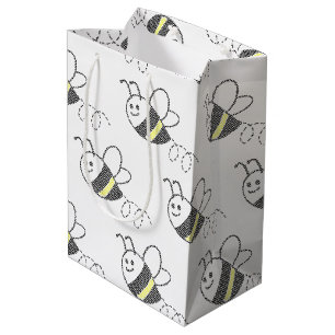 Sac Cadeau Moyen Motif croisé Imprimer Baby shower d'abeille mignon