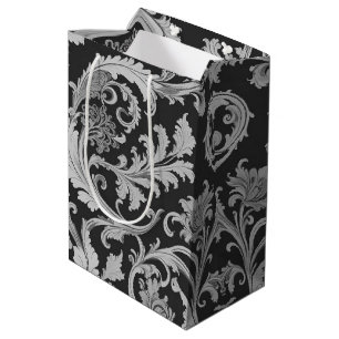 Sac Cadeau Moyen Motif d'antiquités Monochrome Fleur