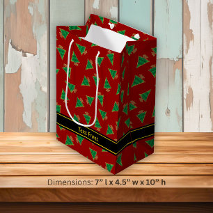 Sac Cadeau Moyen Motif d'arbre de Noël